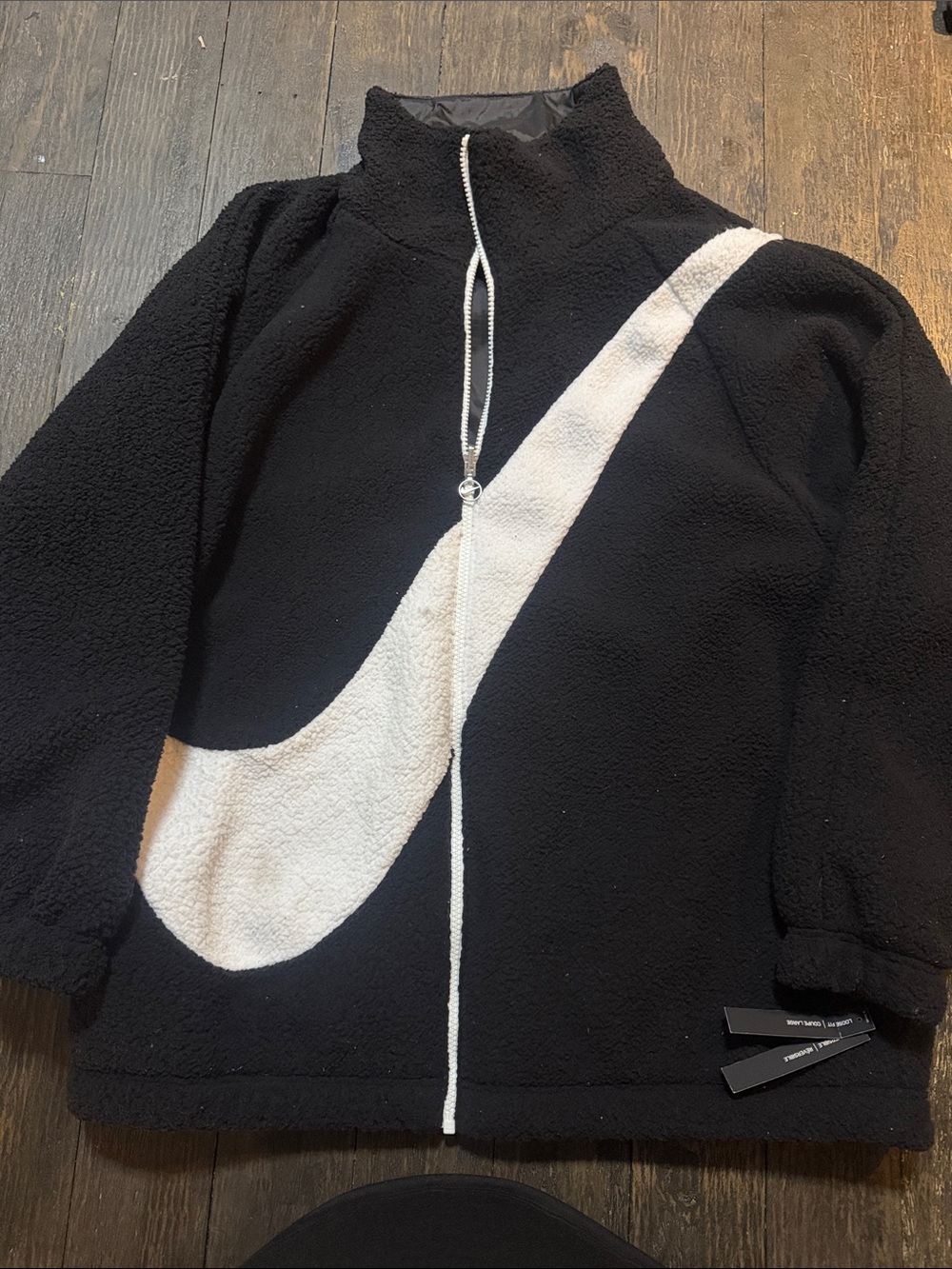 Black & White unisex Zip-Up reversible Terry Fleece Jacket size Small NWT